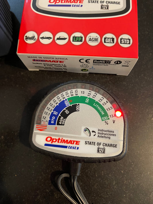 Optimate Lithium LiFePO4 Battery State of Charge Tester (also AGM Lead etc) TS-126N