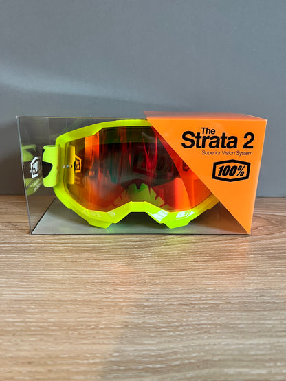 100% Strata 2 Fluorescent Yellow and Mirror Red Lens 50028-00003 *sl