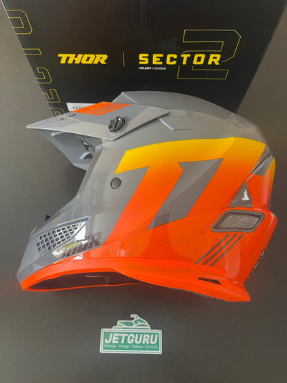 2023 Thor Sector 2 Crave ACU Gold Jet Ski Helmet Charcoal Orange JSRA OK