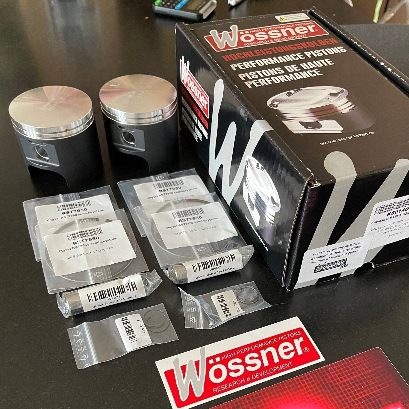 Wossner Forged Piston Kit for Kawasaki X2 650SX SC and TS - 1.5mm Over - Performance Jet Ski (PJS) UK